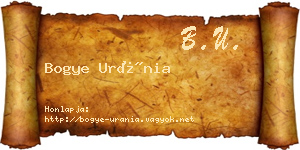 Bogye Uránia névjegykártya